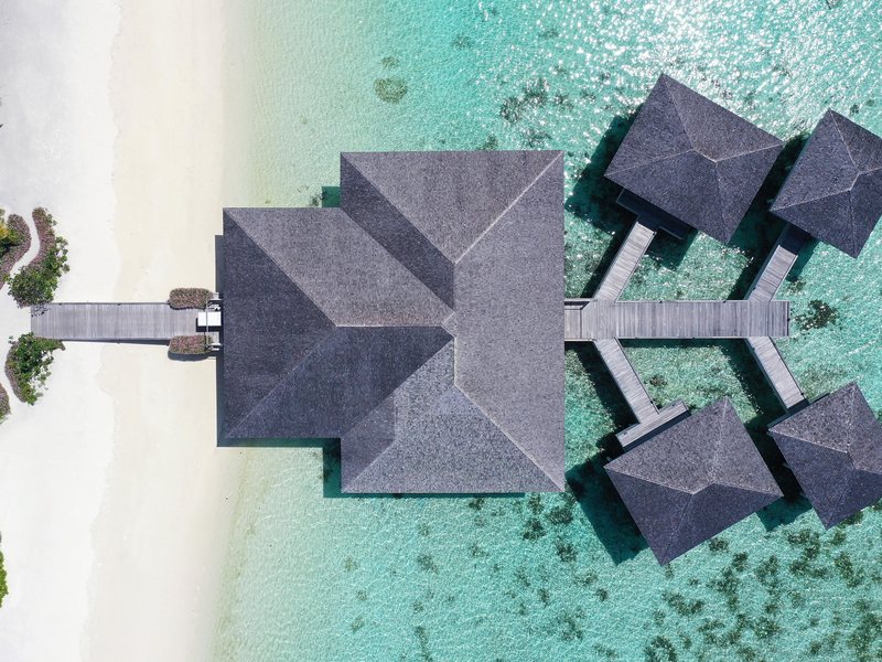 The overwater spa off the beach, from directly above